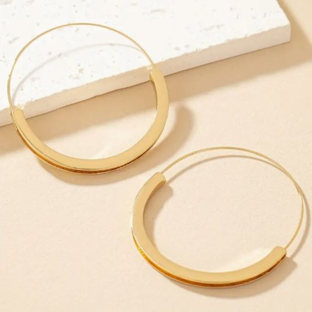 NEW Gina Classic Gold Large Hoop Earrings - Picture 2 of 3